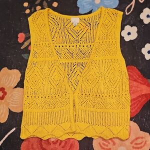 a new day Mustard Crochet Knit Top